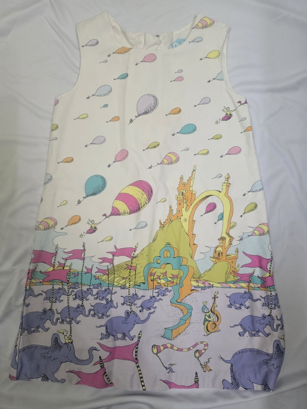 Kids' Cream Balloon & Elephant Print Pajama Dress